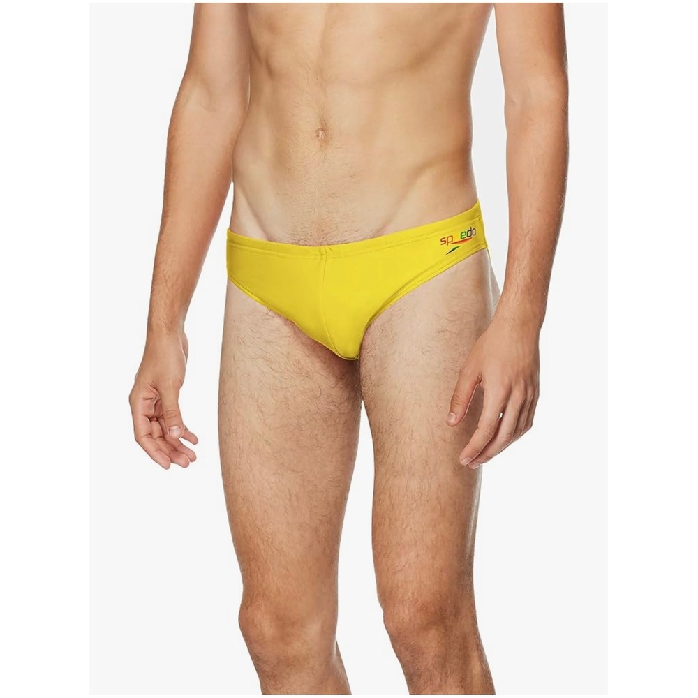 NEW Speedo Swim Briefs Mens 24 Blazing Yellow Pride Collection Rainbow 705201P